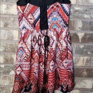 Tribal pattern laced up dress